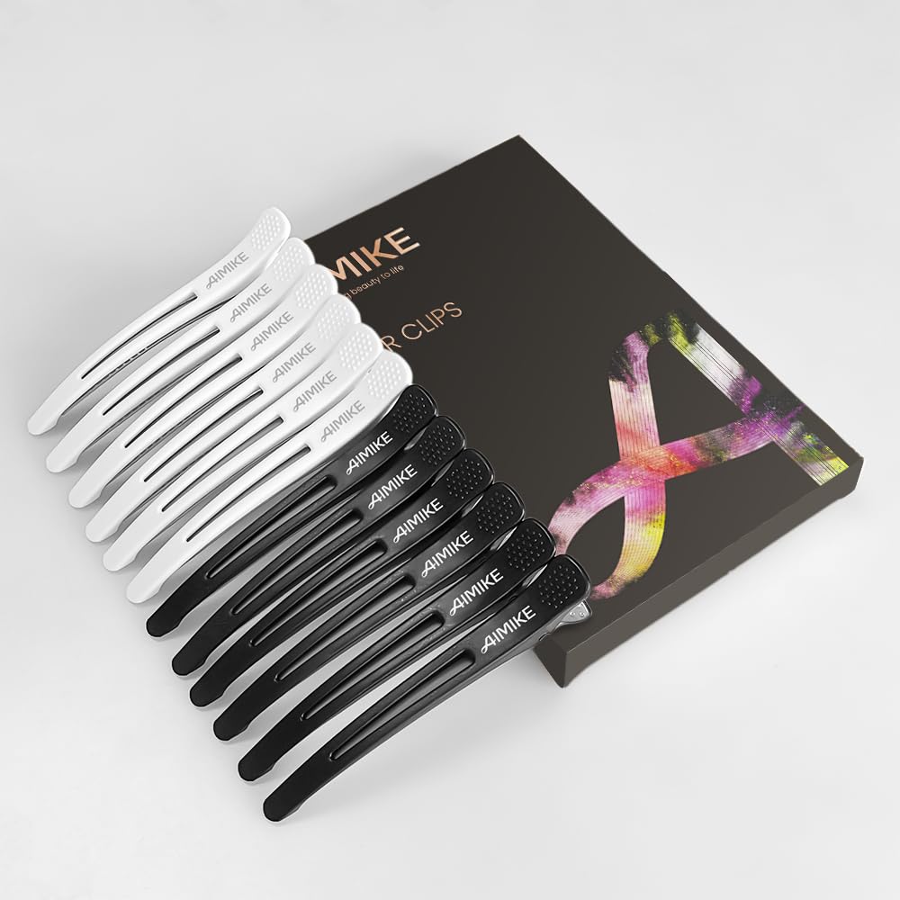 Buy now AIMIKE Hair Styling and Sectioning Accessories - 12 Pack Non-Slip Silicone Hair Clips for Thick and Thin Hair, Professional Salon Quality at indiglob india