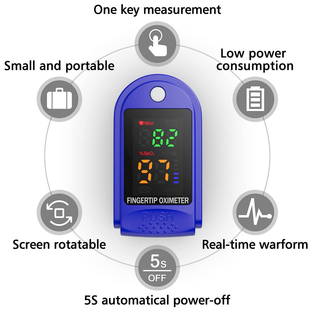 Fingertip Pulse Oximeter Blood Oxygen Saturation Monitor with OLED Screen Included Lanyard