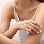 Buy now Crystal Finger Bracelets Ring Hand Chain Beach Slave Bracelet Jewelry for Women(Silver) at indiglob india