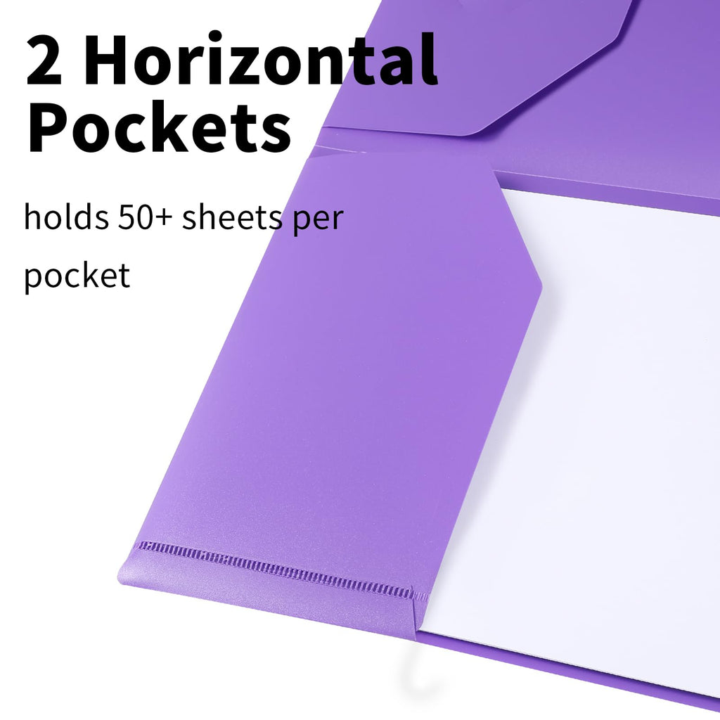 Cesil Plastic Folders with Pockets (6 Pack, Assorted Colors)