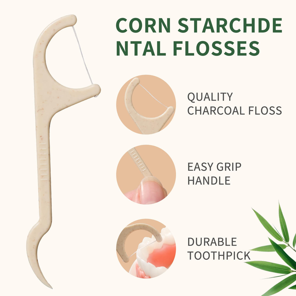 Floss Picks Dental Flossers Biodegradable Wooden Eco Friendly