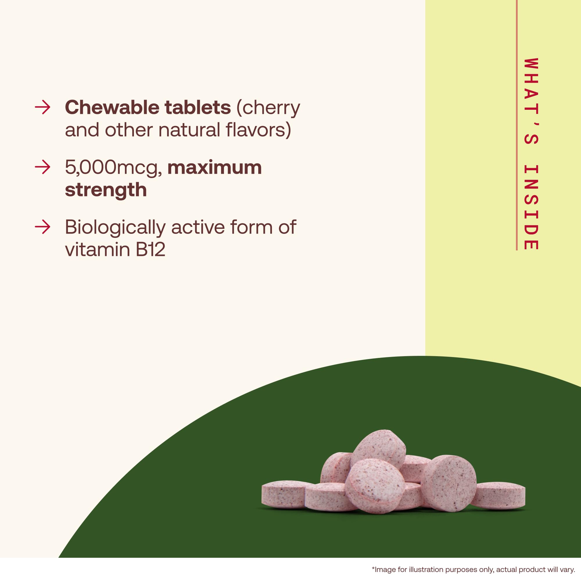 Jarrow Methyl Vitamin B-12 5000 mcg, Cellular Energy, 60 Chewable Tablets | Fruit Flavored, Bioactive B12 Vitamin, Supports Cellular Energy Production, Brain Health & Metabolism, 60 Servings