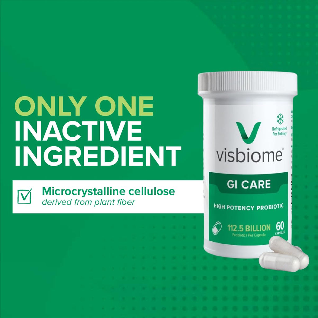 Visbiome® GI Care High Potency Probiotic, 112.5B CFU, 120 Capsules | Original De Simone Formulation®, Multi-Strain, Refrigerated Probiotics, Low FODMAP Certified, Gluten-Free, Made in USA