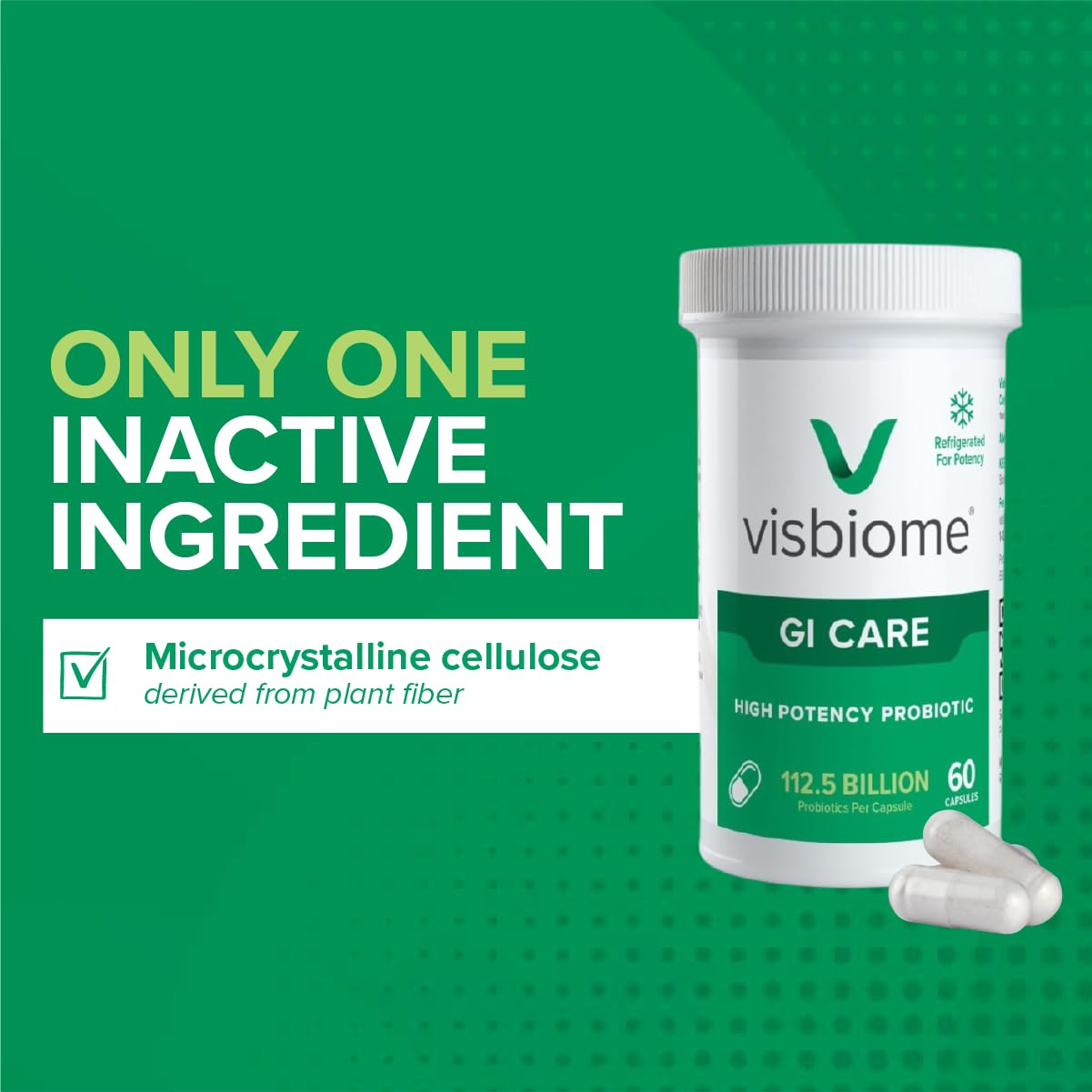 Visbiome® GI Care High Potency Probiotic, 112.5B CFU, 120 Capsules | Original De Simone Formulation®, Multi-Strain, Refrigerated Probiotics, Low FODMAP Certified, Gluten-Free, Made in USA