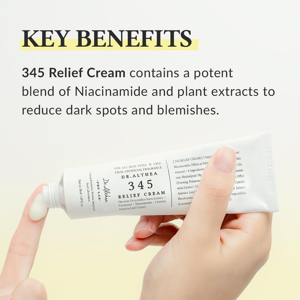 Buy now Dr.Althea 345 Relief Cream, Daily Face Moisturizer, Blemish Relief Care, Soothing Recovery & Moisture, Korean Vegan Skin Care for All Skin Types, 1.69 Fl Oz (Pack of 1) at indiglob india