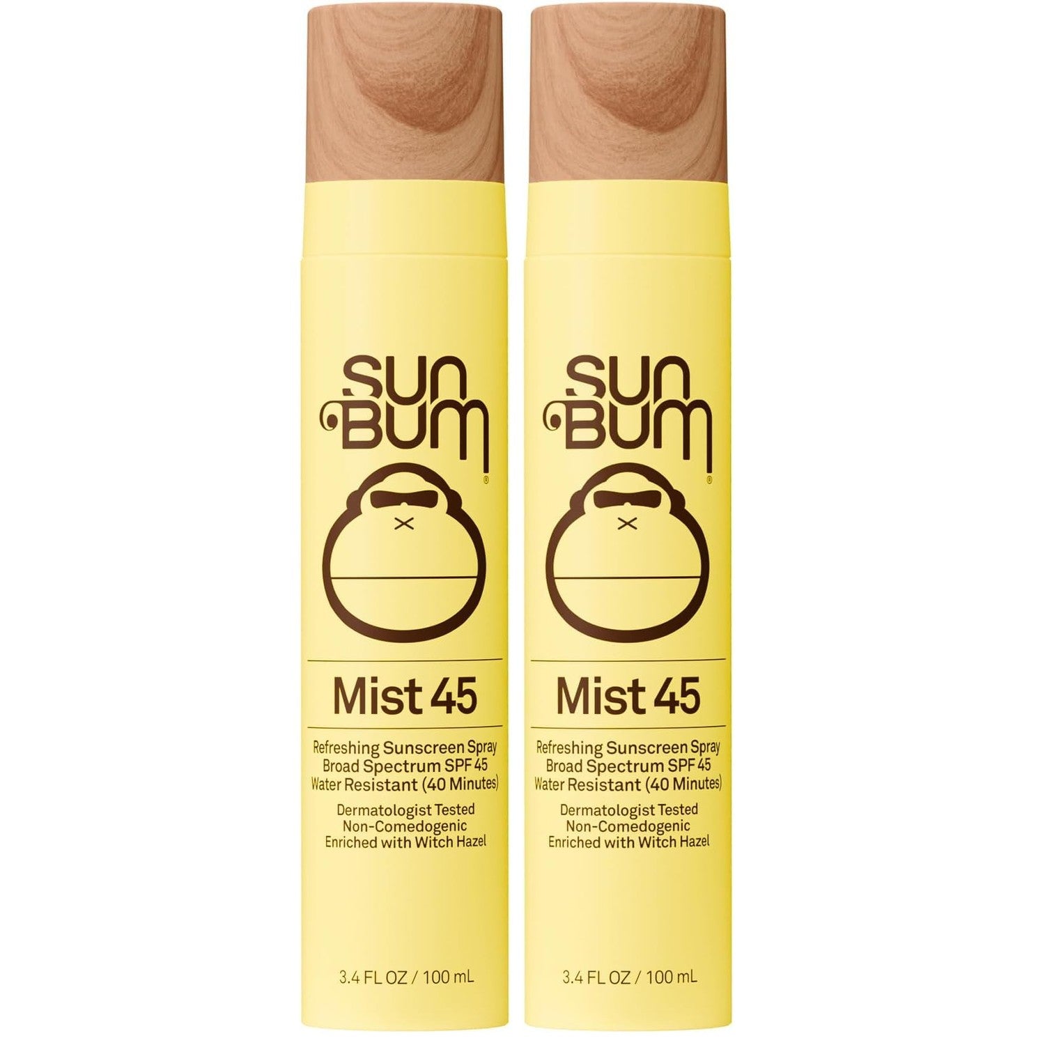 Sun Bum Original SPF 45 Broad Spectrum Sunscreen Mist - Travel Size, 3.4 oz | Moisturizing Facial Sunscreen Spray with Vitamin E, Hawaii 104 Act Compliant (Made without Octinoxate & Oxybenzone)