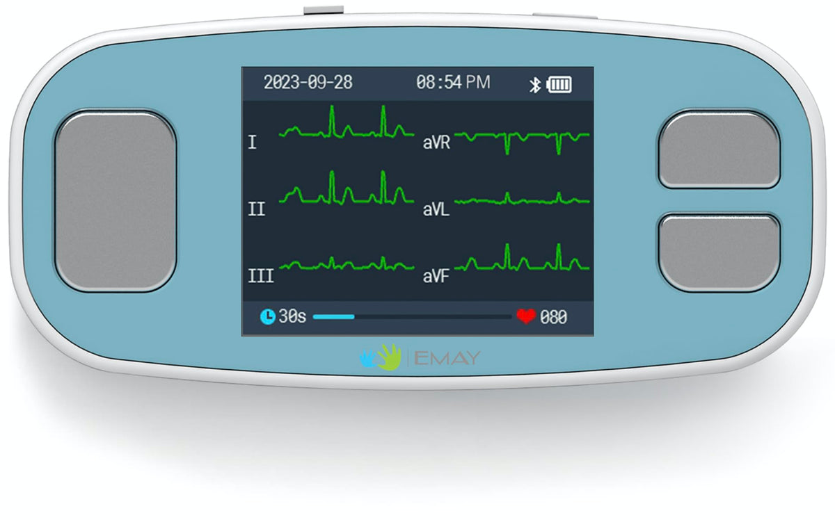 EMAY 6L Portable ECG Monitor | Record ECG and Heart Rate in 6 Channels | Compatible with Smartphone and PC | No Subscription Required