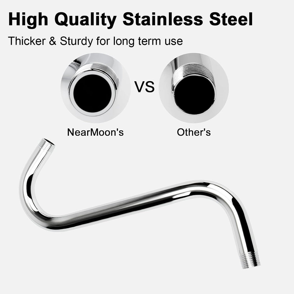 Buy now NearMoon S Shaped Shower Head Riser Arm, Shower Extender Arm with Flange, Standard 1/2" Connection- Bathroom Accessory, 10 Inch (1 Pack, Chrome) at indiglob india