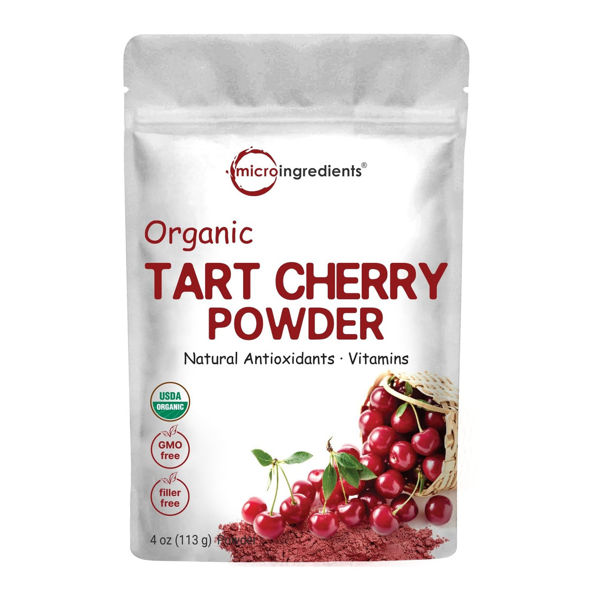 Micro Ingredients USDA Organic Tart Cherry Powder, 4oz | Raw Superfood
