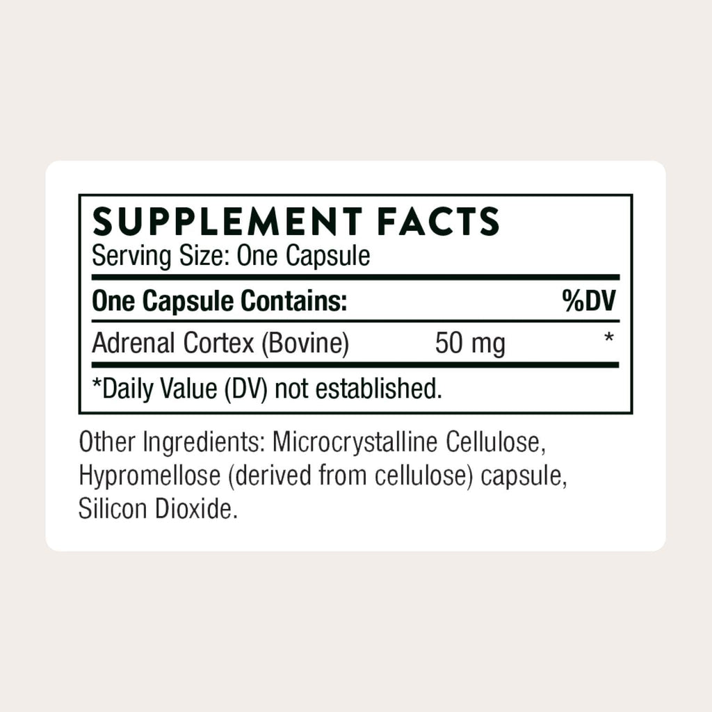 THORNE Adrenal Cortex, Bovine Adrenal Glandular Supplement, 60 Capsules | Supports Healthy Adrenal Function & Cortisol Balance, Helps Resist Stress-Related Fatigue*, Third-Party Certified
