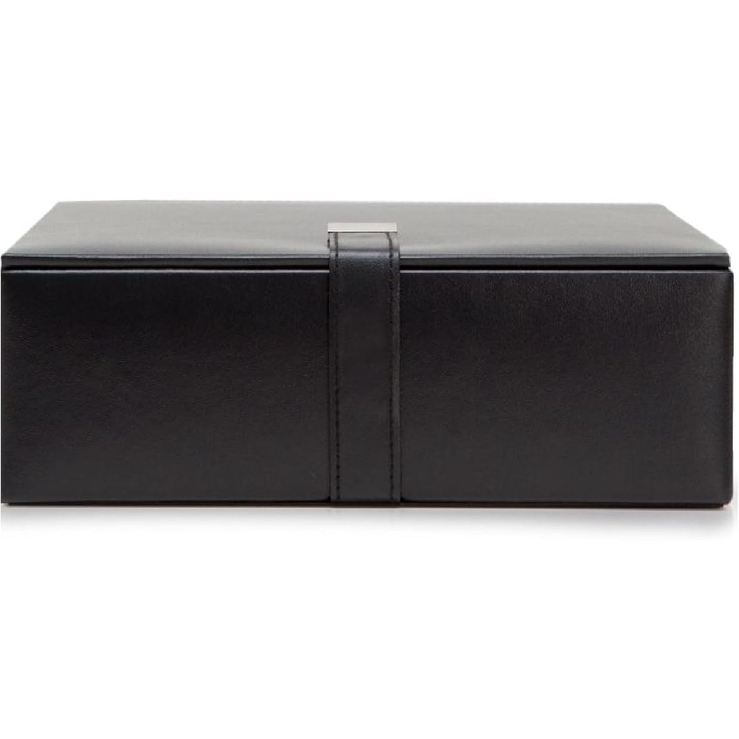 Buy now WOLF Heritage Large Valet Case, Black - 13 Compartments + One Watch Roll - Faux Leather Exterior + Ultra-Suede Lining at indiglob india