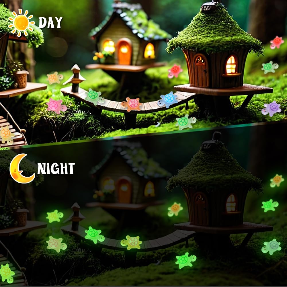 200 Pcs Mini Resin Turtles Glow in the Dark Sea Animals for Dollhouse Decor