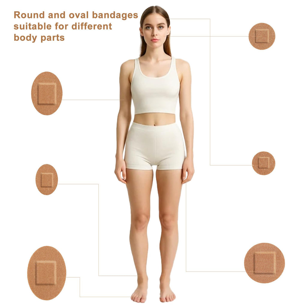 120pcs Round & Oval Bandages for Face, Circle Bandages, Elastic Fabric