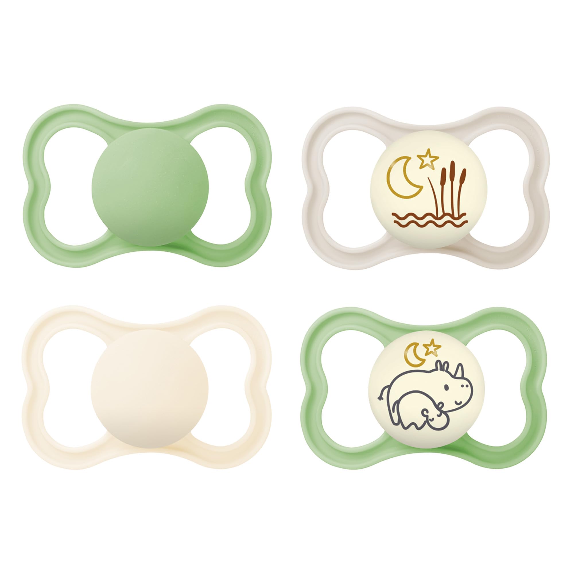 Buy now MAM Air Pacifier for Babies 6-16 Months, Extra Air Flow for Sensitive Skin, Glows in The Dark, Developed with Medical Experts, BPA-Free Skin Soft Silicone, 2 Count, with Sterilizer Case Pale Mint Butter 4 Count (Pack of 1) at indiglob india