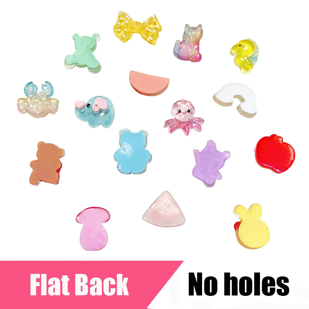 FULUSODO 60pcs Embellishments Cute Set, Flat Back Bulk Mixed Resin Ornament Scrapbooking Set