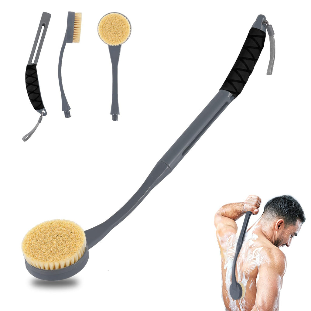 Back Scrubber for Shower,20.5" Long Handle Shower Brush for Body for Deep Clean,Back Brush for Shower for Men Women(Grey)