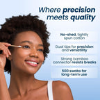 Clean Skin Club Clean Swabs | 500CT | One Pointed Tip | Biodegradable + Organic Cotton & Bamboo | Makeup & Nail Polish Touch-ups | Chlorine-Free & Hypoallergenic (500 Count)