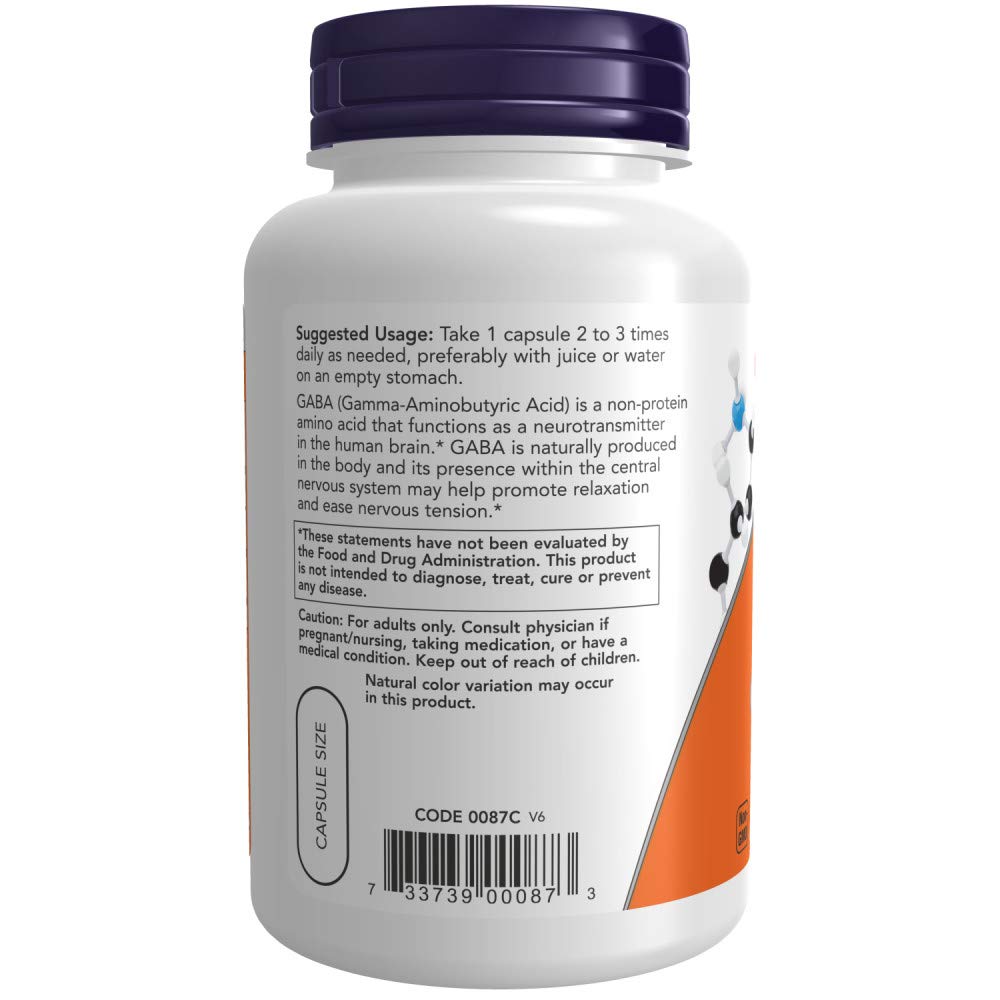 NOW Gaba 500mg,100 Count (Pack of 2)