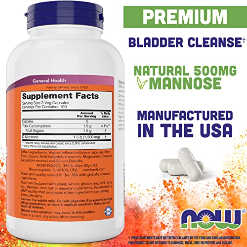 Buy now Now D-Mannose 500 mg, 300 Capsules - Vegan, Non GMO Supplement for Women and Men - Supports Healthy Urinary Tract, Cleanses The Bladder at indiglob india