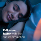 Buy now Philips SmartSleep Wake-up Light, Colored Sunrise and Sunset Simulation, 5 Natural Sounds, FM Radio & Reading Lamp, Tap Snooze, HF3520/60 at indiglob india