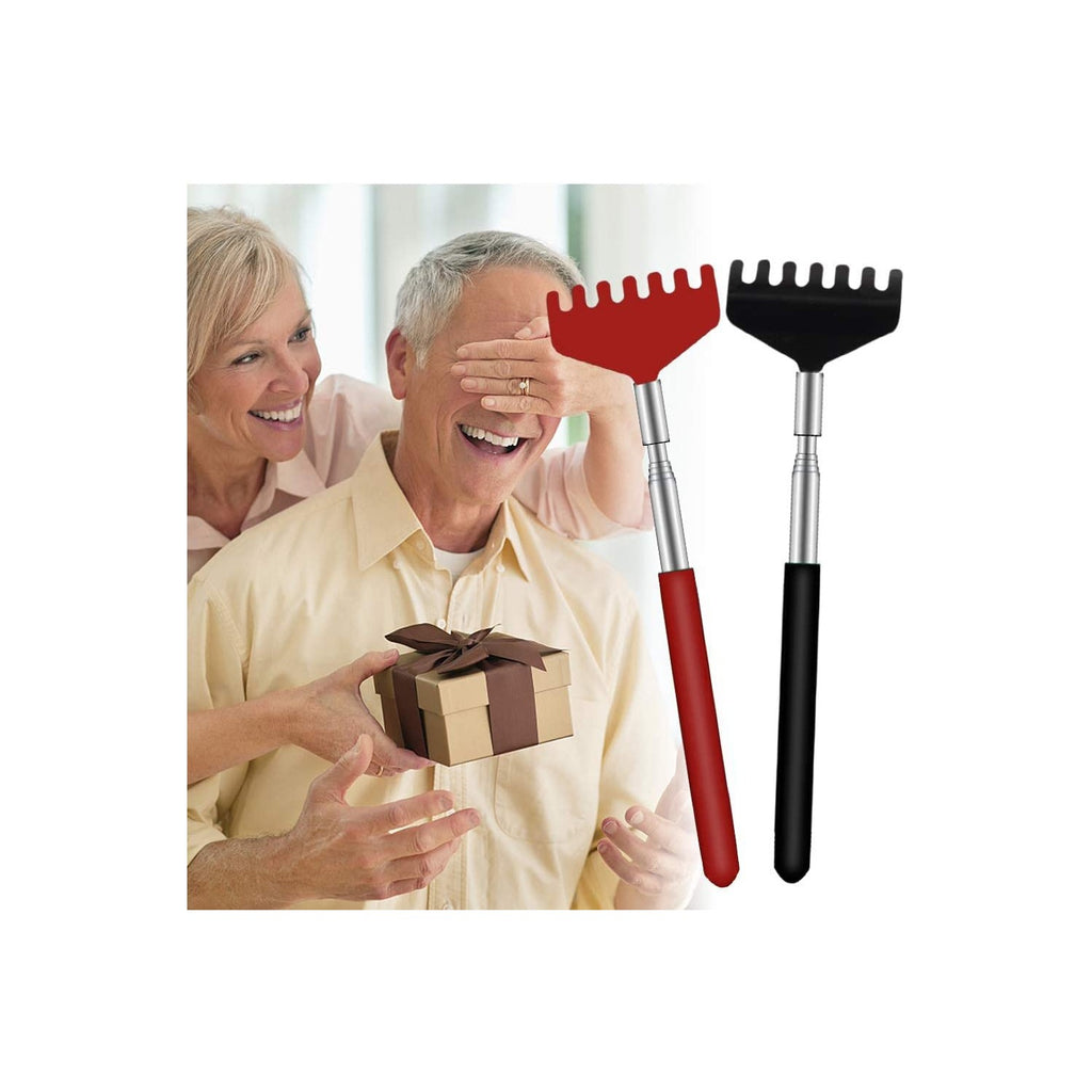 YIMICOO 6 Pack Extendable Back Scratcher - Portable Telescoping Metal Back Scratchers/Hand Massager with Soft Rubber Handles for Thanksgiving, Birthday, Christmas Gifts