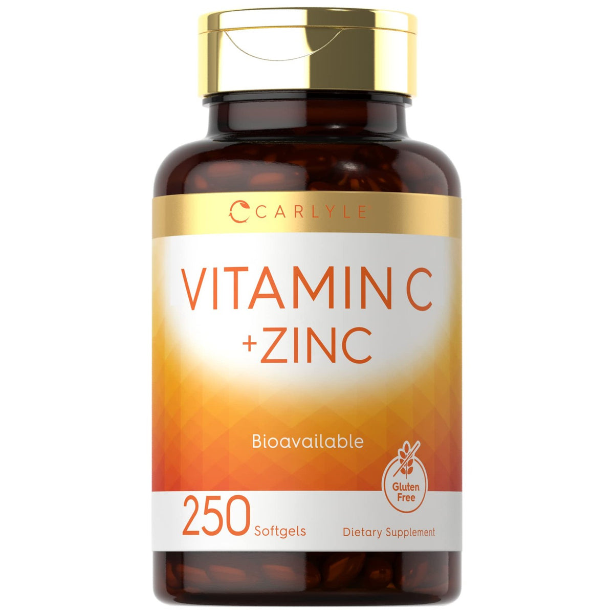 Carlyle Vitamin C with Zinc | 250 Softgels | Bioavailable | Ascorbic Acid