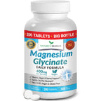 Magnesium Glycinate 400mg | 200 Tablets – High Absorption for Sleep & Heart | Mag Supplements for Cramps, Muscle & Calm – Non Buffered Bisglycinate, Extra Strength for Men and Women, Tablets Not Capsules