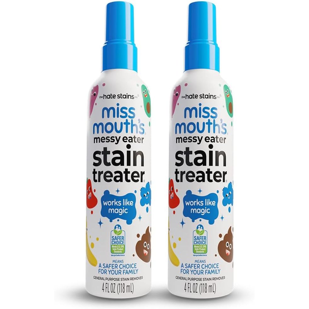 Buy now Miss Mouth's Messy Eater Stain Treater Spray - 4oz Stain Remover - Newborn & Baby Essentials - No Dry Cleaning Food, Grease, Coffee Off Laundry, Underwear, Fabric 2 pack at indiglob india