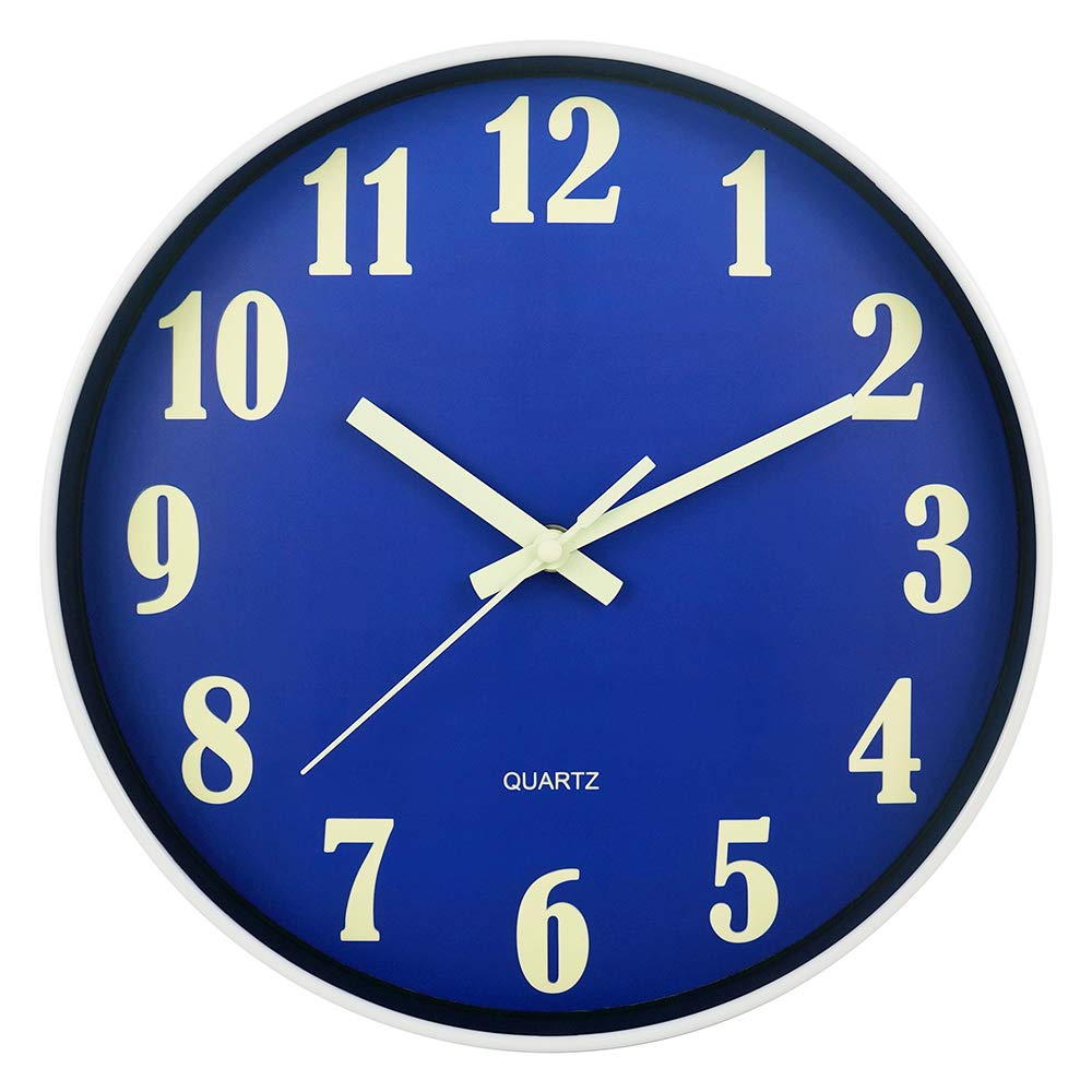 Buy now JoFomp Glow in The Dark Clock, 12 Inch Modern Silent Non Ticking Wall Clocks Battery Operated, Night Light Wall Clock for Living Room Decor, Wall Clock Decorative for Kitchen Bedroom (Green) Blue 12 Inch at indiglob india