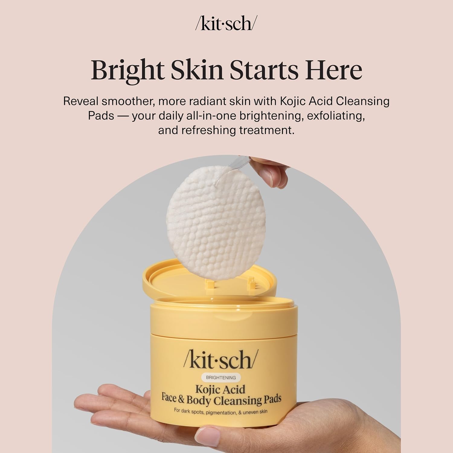 Buy now Kitsch Kojic Acid Cleansing Pads with Turmeric & Cica to Smooth, Refresh & Even Tone Skin Care â€“ Exfoliating & Brightening Pre-Soaked Cotton Pads for Face and Body â€“ 50 count at indiglob india