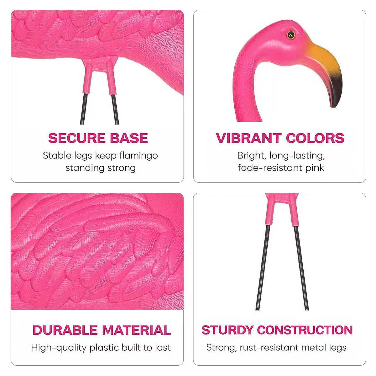 GIFTEXPRESS Pink Flamingos Yard Decorations - 2 Pack Extra Large 24" Tall Plastic Flamingo Statue w/Metal Stakes - Lawn Ornaments & Garden Decor for Outdoor Parties