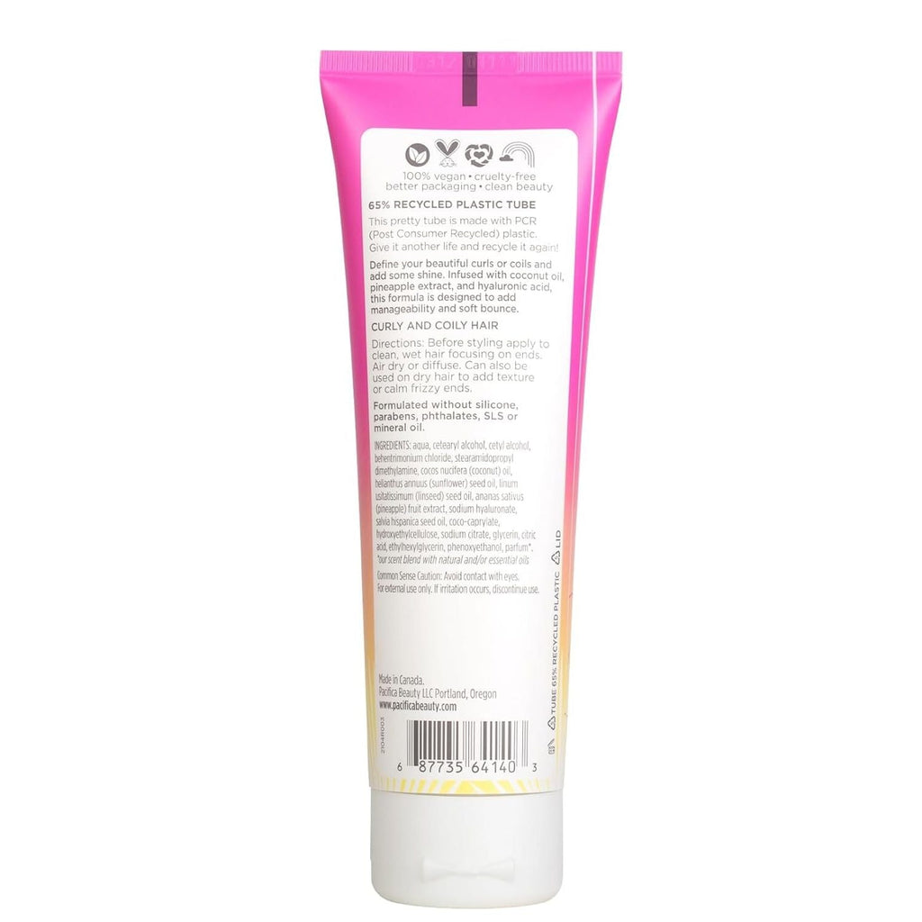Buy now Pacifica Pineapple Swirl Curl Defining Cream â€“ Curl Cream for Curly Hair, Curly Hair Products with Coconut Oil and Hyaluronic Acid, Styling for Bouncy Waves Without Crunch - 4 Oz at indiglob india