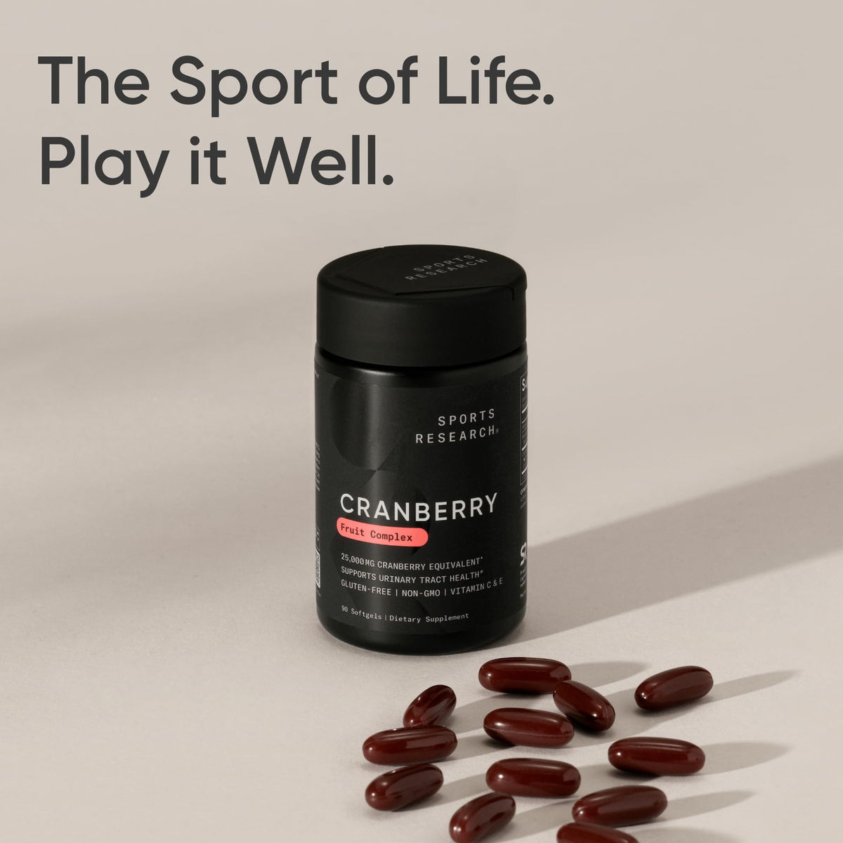 Sports Research® Cranberry Fruit Complex 500mg, 90 Softgels