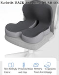Celinva Orthopedic Cushion,Ergonomic Memory Foam L-Shaped Integrated Seat Cushions with Adjustable Strap,Ultra Breathable Non-Slip Design for Office Chair,Car,Wheelchair (Black+Gray)