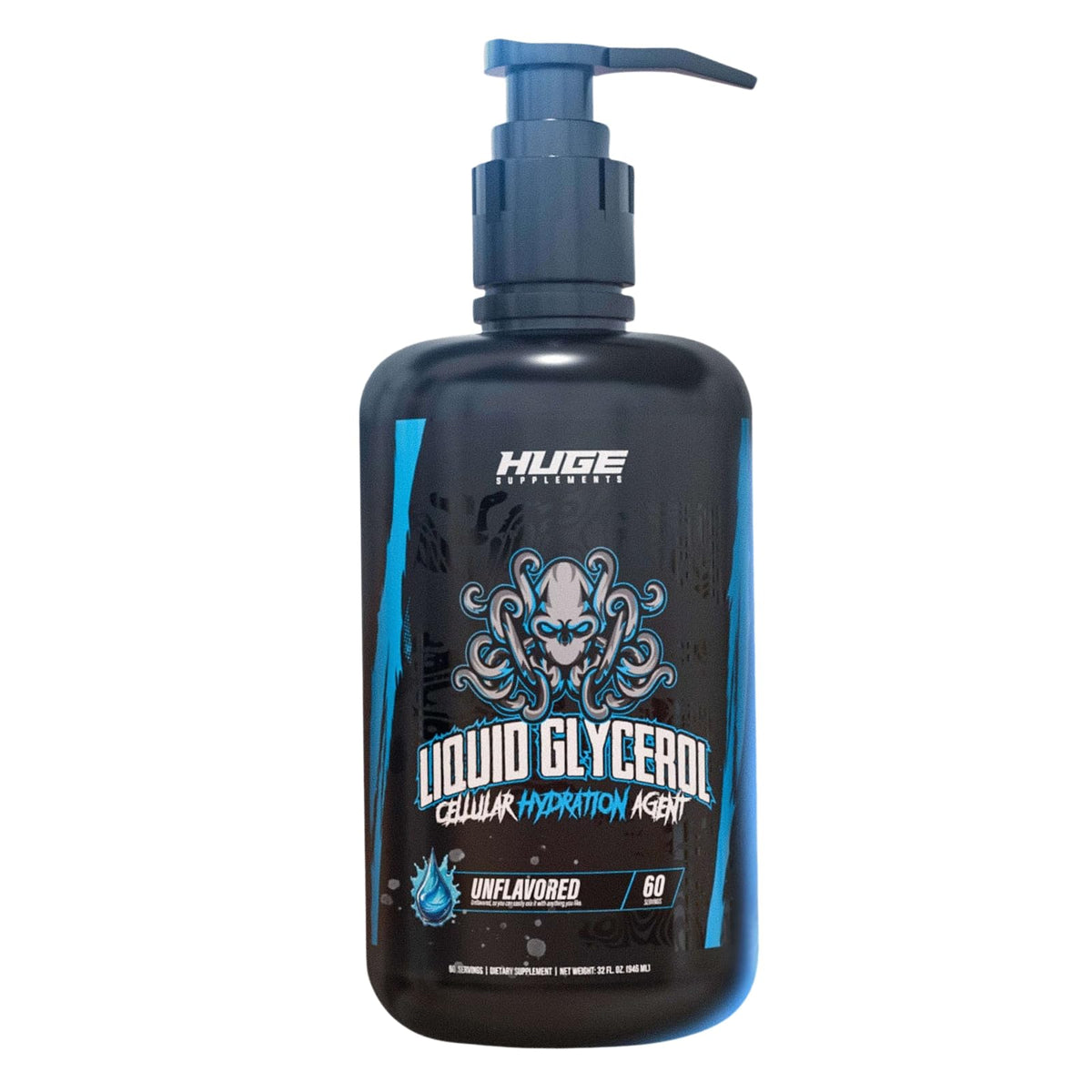 Huge Supplements Liquid Glycerol Supplement, Enhances Muscle Pumps, Increases Muscle Fullness, Boosts Endurance, Cellular Hydration Agent, Clean & Convenient Pump Top, Unflavored (60 Servings)
