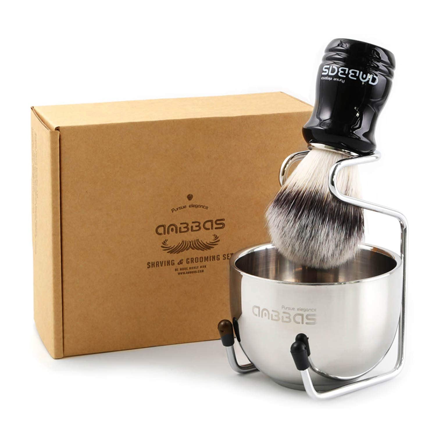 Buy now Anbbas Shaving Brush Synthetic Badger Hair Wood Handle,Stainless Steel Shaving Stand and Bowl,Perfect for Men Wet Shave Resin at indiglob india
