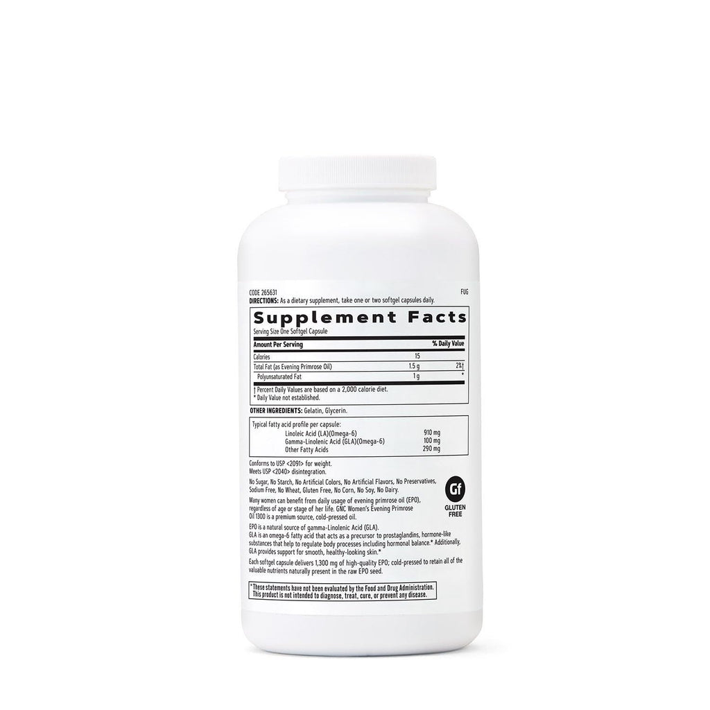 Buy now GNC Women's Evening Primrose Oil (EPO) 1300 mg | Supports Hormonal Balance, Immunity, Healthy Skin and Heart Health | Daily Vitamin | 180 Softgel Capsules at indiglob india