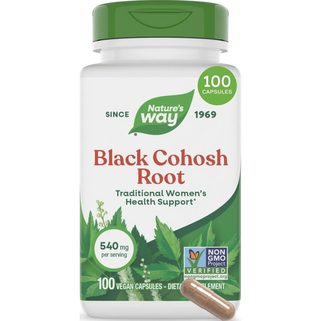 Nature's Way Herbs Black Cohosh Root Capsules, Vegan, 100 Count | Traditional Women’s Herbal Supplement*, Cimicifuga Racemosa Root, Non-GMO Project Verified, Vegan Capsules
