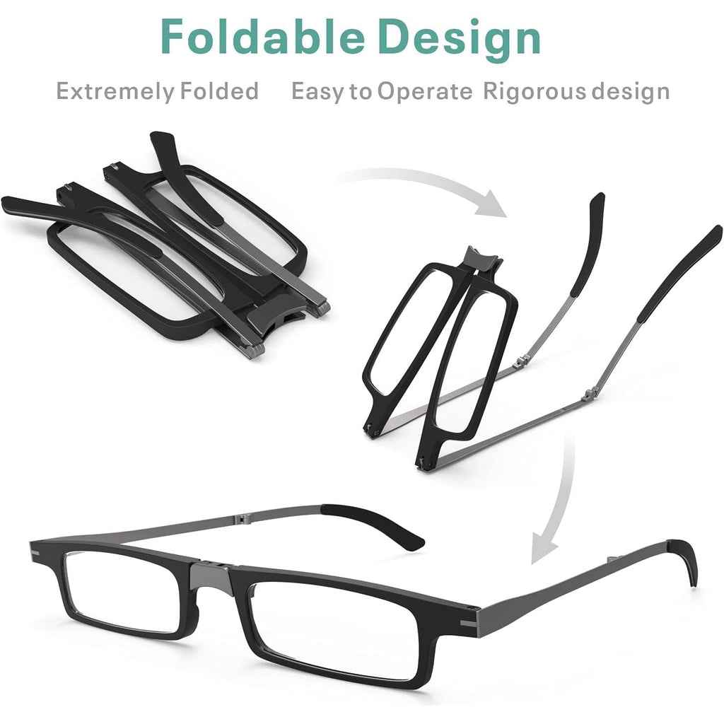 Buy now Case Upgrade-Ultra-light and Thin Foldable Reading Glasses Folding Readers for Men Women Compact Portable Rectangle Eyewear Case (Black, 2.0) at indiglob india