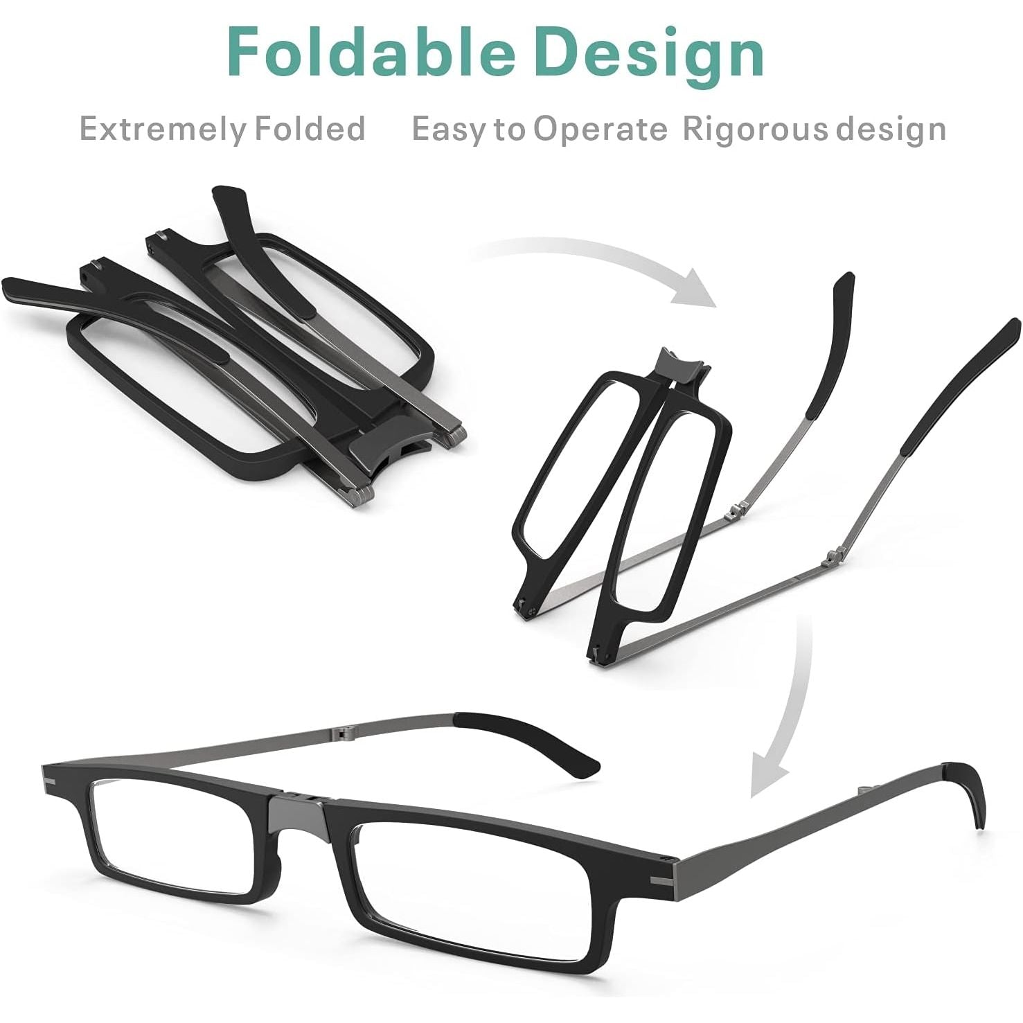 Buy now Case Upgrade-Ultra-light and Thin Foldable Reading Glasses Folding Readers for Men Women Compact Portable Rectangle Eyewear Case (Black, 2.0) at indiglob india