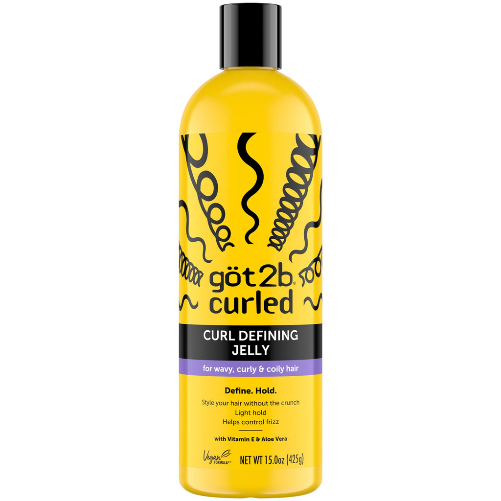 got2b Curled Defining Jelly, Curl Gel for Wavy to Coily Hair | Defines curls and waves, 72-hour frizz control, Moisture-locking with vitamin E and argan oil, Vegan, No crunch formula