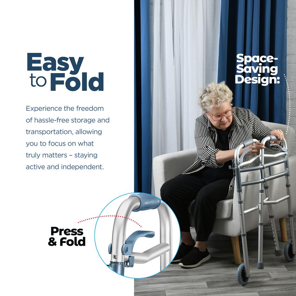 Walkers for Seniors Aluminum Lightweight Walker with Wheels,