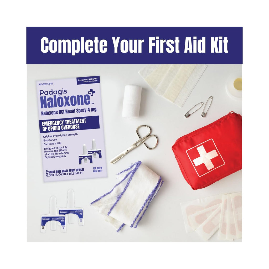 Padagis Naloxone HCI Nasal Spray, 4 mg – Emergency Treatment for Opioid Overdose - Rapid-Response Opioid Overdose Reversal, 2 Dose Single Use Nasal Spray