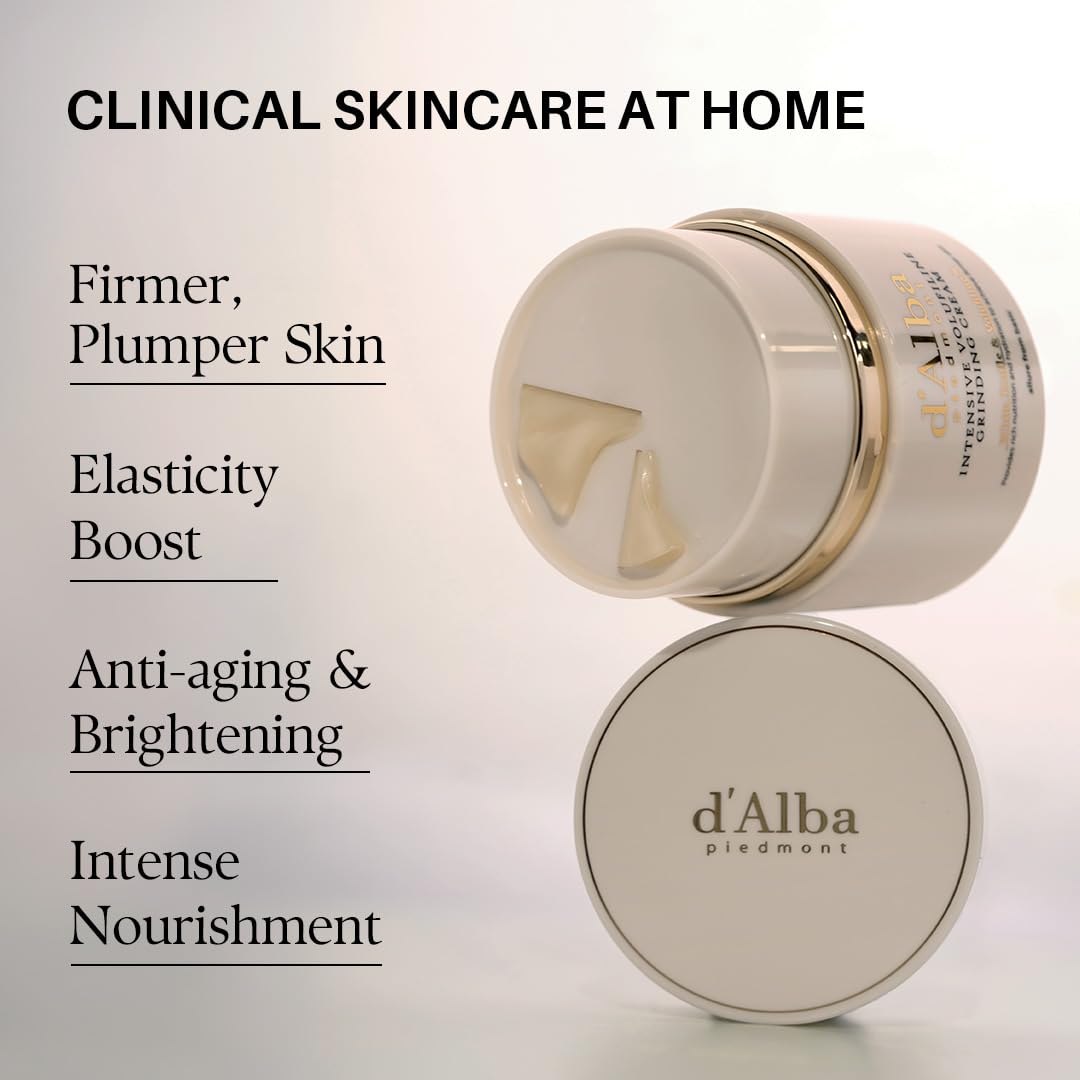d'alba Piedmont White Truffle Intensive Volufiline Grinding Cream (1.59 oz) | Volufiline 50,000ppm, Vegan Collagen, Vegan Peptide Brush-On Lifting Cream for Smile Lines, Eye Wrinkles Plumping