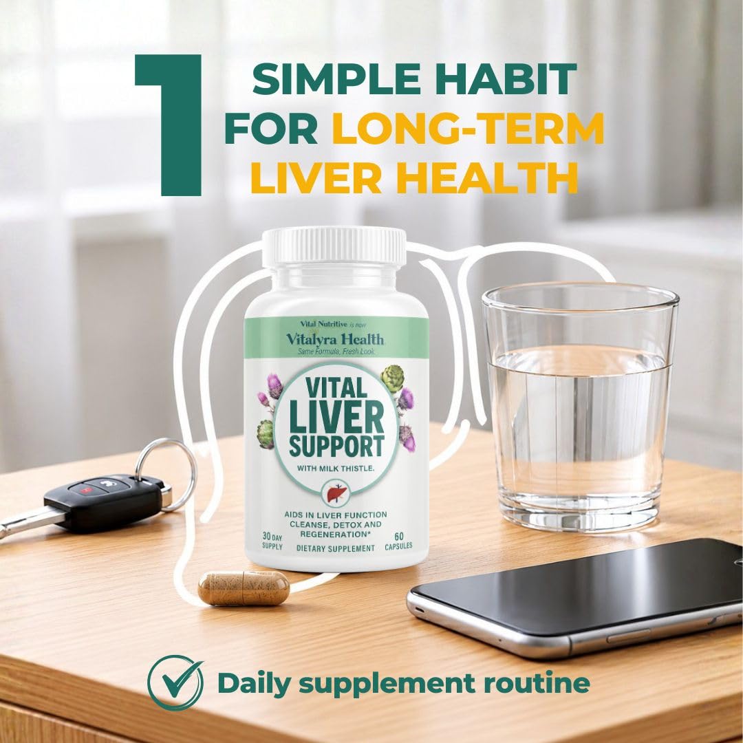 VITAL NUTRITIVE Milk Thistle Liver Support Supplement - Silymarin | 9-in-1 liver support formula with organic milk thistle (silymarin). Non-GMO, gluten-free. 30-day supply.