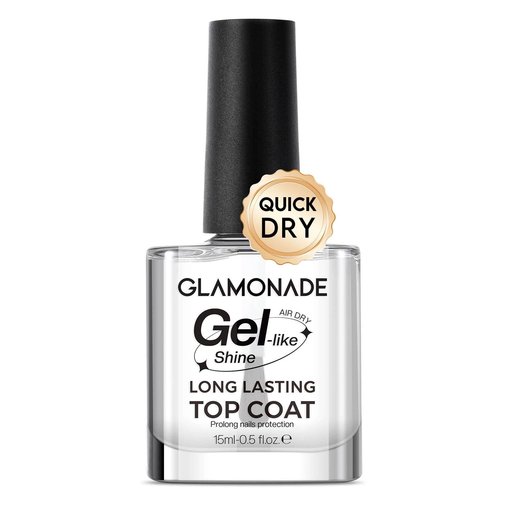 Glamonade Base Top Coat Nail Polish: Clear Quick Dry Nail Polish High Shine Long Lasting Glossy Regular Nail Lacquer Air Dry Fast Base Coat for Women Gift Nail Art Manicure Salon Quality