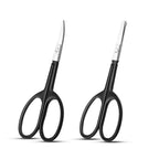 Facial Hair Small Grooming Scissors For Men Women, 2PCS Silver | Eyebrow, Nose Hair, Mustache, Beard, Eyelashes, Ear Trimming Kit, Curved and Rounded Safety Tip, Hair Cutting Clippers
