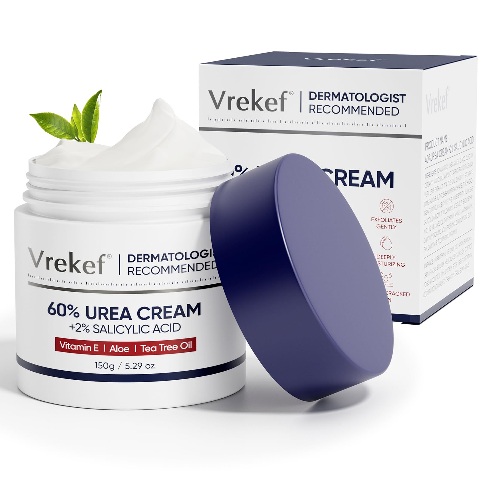 Urea Cream 40 Percent with 2 Percent Salicylic Acid, Foot & Hand Cream for Dry Cracked Heels, Callus Softener for Feet, Exfoliating Foot Cream for Rough Thick Skin, 5.29 oz