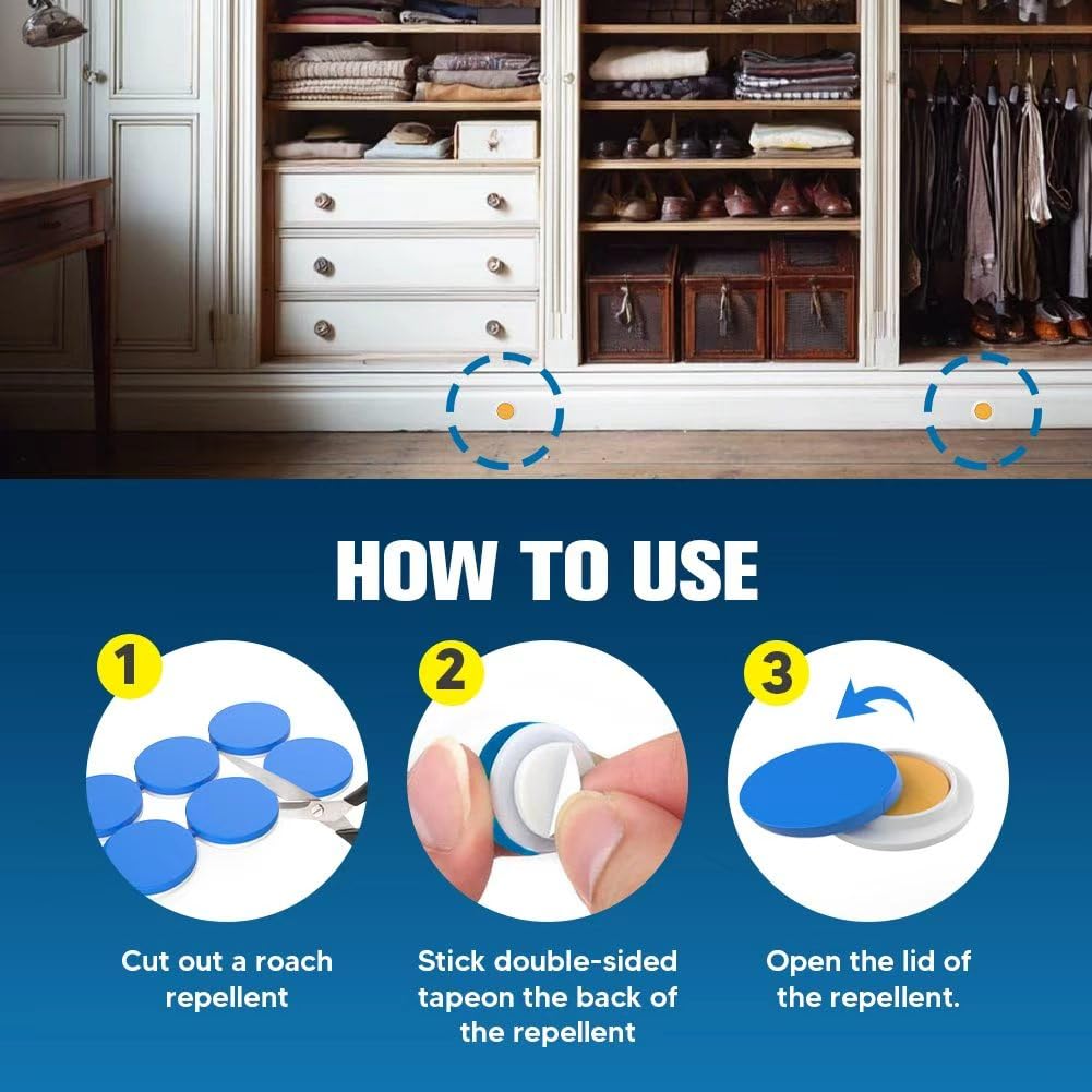 Roach Repellent Indoor, Helps Keep Cockroaches Away from Sink/Cabinets/Appliances/Storage Areas, Pet Safe Roaches to Home-8 Count