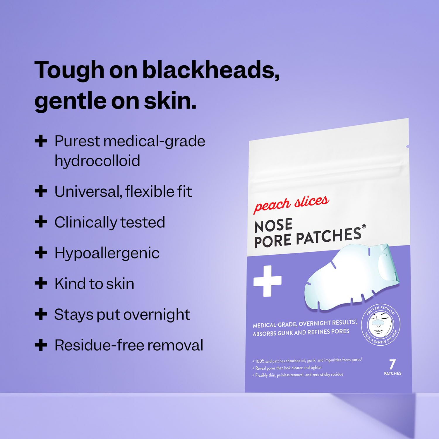 Peach Slices - Nose Pore Patches (7 ct) - Overnight Blackhead Remover - Pore Strips - Absorbs Gunk - Thin, Flexible & Painless - Hydrocolloid Patches - Vegan & Cruelty Free - Korean Skin Care & Beauty